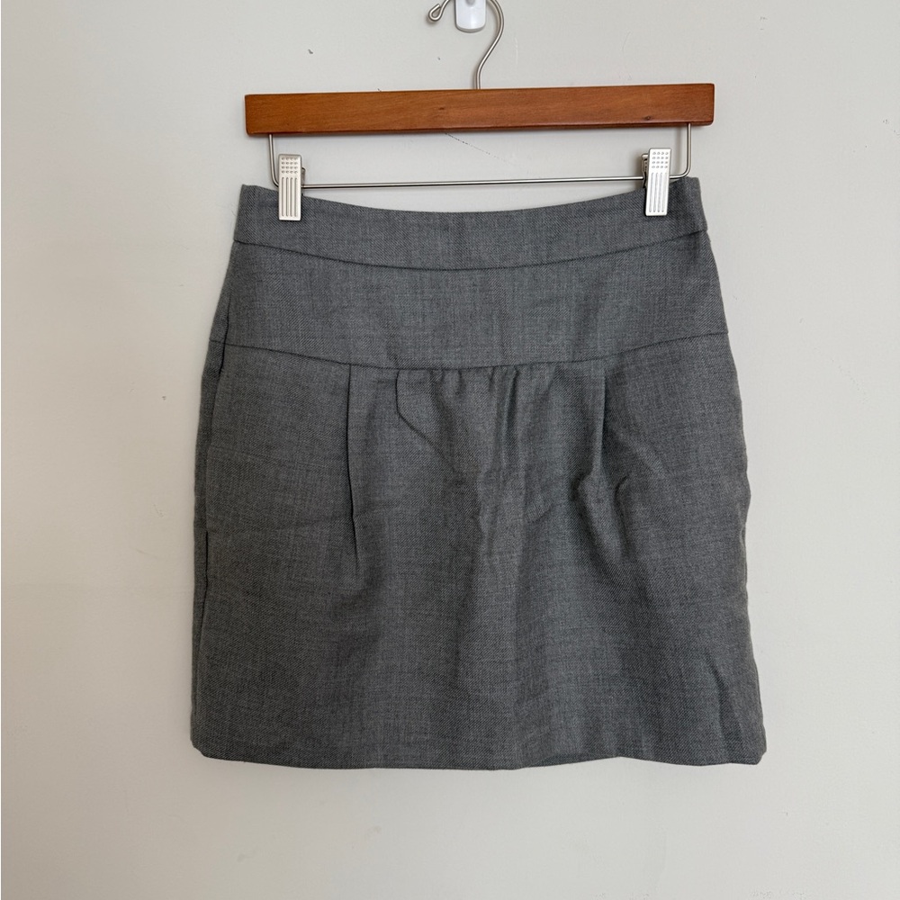 Ann‎ Taylor LOFT Charcoal Wool Blend Pleated Pencil Skirt Size 0